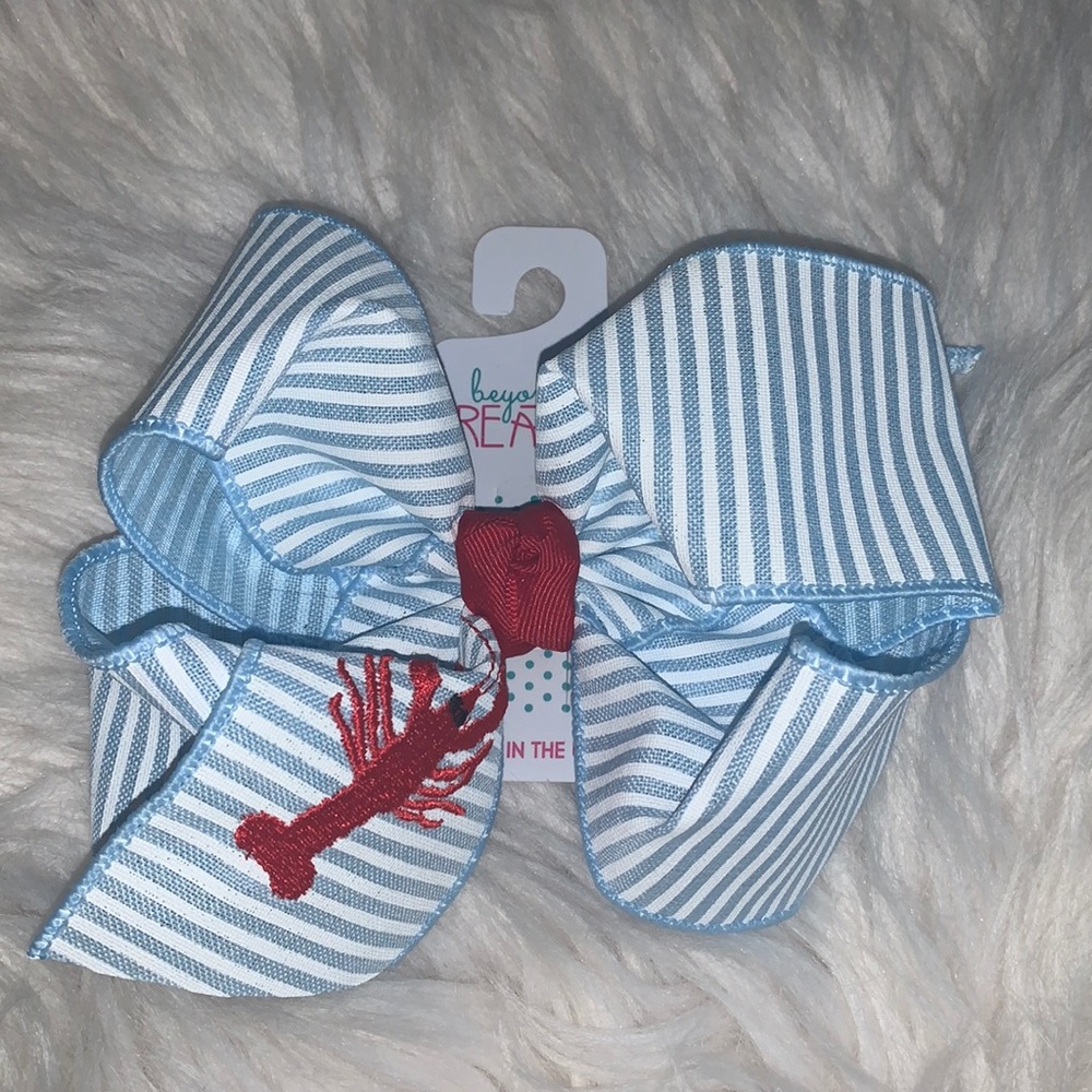 Cute blue and white stripped with red crawfish.